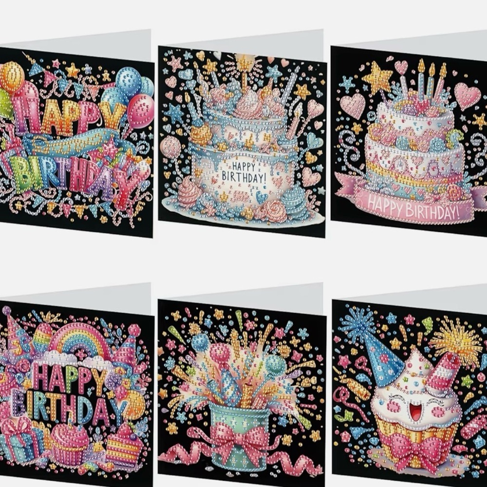 6pcs DIY diamond art painting kit greeting card